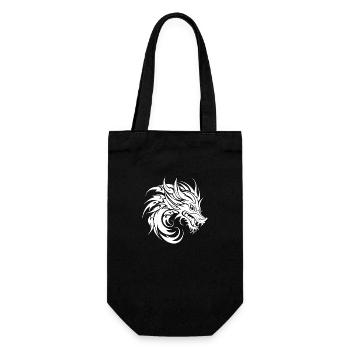 hissing tattoo style dragon head - Gift Bag for Bottles - black - Front