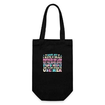 Ich habe eine verrückte Schwiegermutter - Geschenkbeutel für Flaschen - Schwarz - Vorne