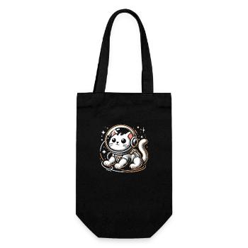 Chat astronaute - Sac à bouteille - noir - Devant