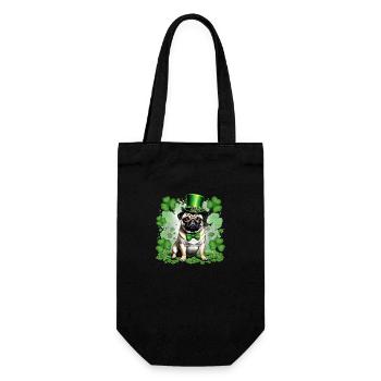 St Patrick's Day Pug I Shamrock St Paddy's Day Pug - Gift Bag for Bottles - black - Front
