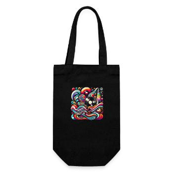 Retro-Wirbel-Vibes - Geschenkbeutel für Flaschen - Schwarz - Vorne