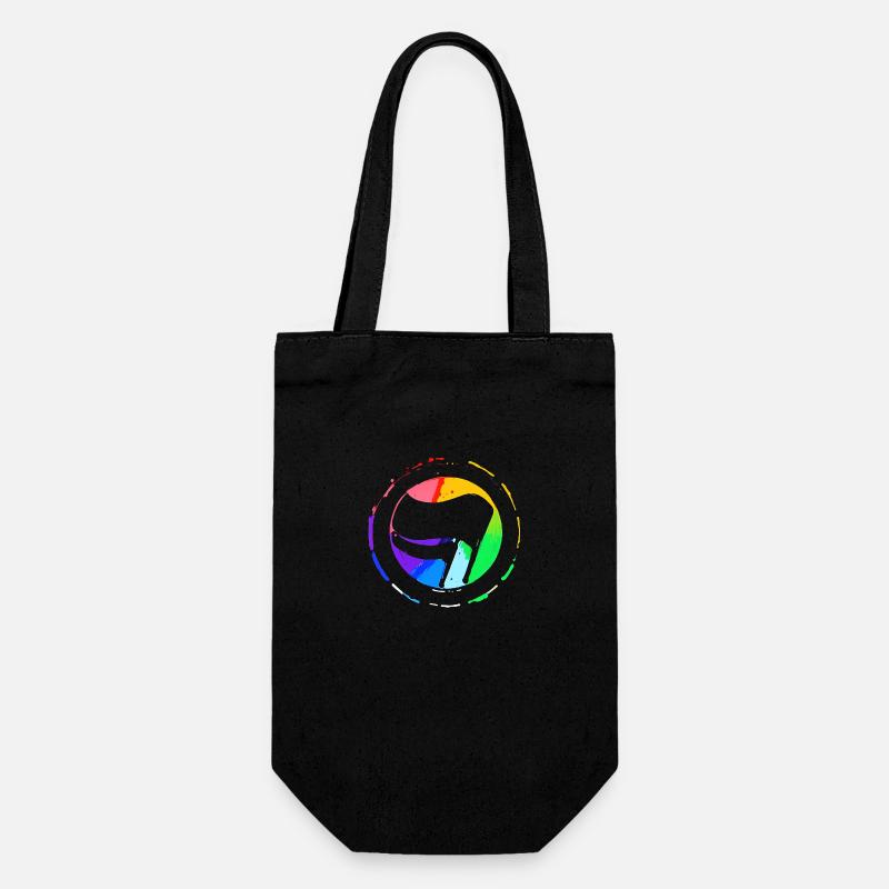 Regenbogen Antifa Flagge - Geschenkbeutel für Flaschen - Schwarz