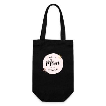 Best mom in the world - Geschenkbeutel für Flaschen - Schwarz - Vorne