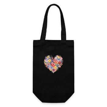 Blume Herz - Geschenkbeutel für Flaschen - Schwarz - Vorne