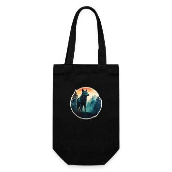 Nordic wolf full of forest - Gift Bag for Bottles - black - Front