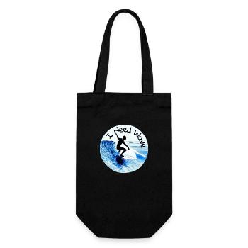 I need a wave - surfer on a board - Gift Bag for Bottles - black - Front