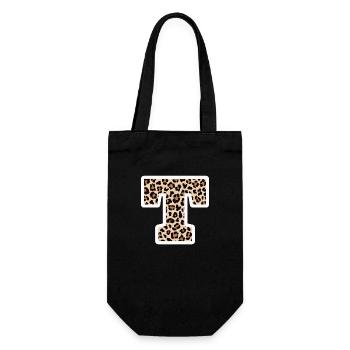 lettre T motif léopard -idée cadeau d’anniversaire - Sac à bouteille - noir - Devant