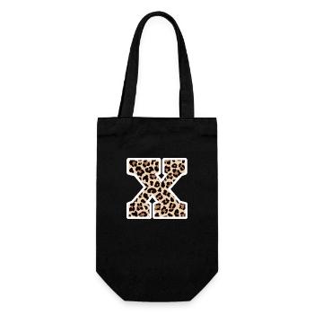 lettre X motif léopard -idée cadeau d’anniversaire - Sac à bouteille - noir - Devant