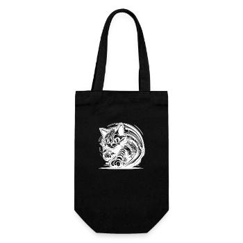 Chat domestique sauvage maladroit dans le style de tatouage - Sac à bouteille - noir - Devant