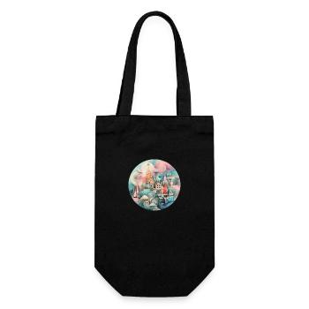 Collage of a Whimsical village - Gift Bag for Bottles - black - Front