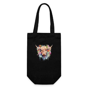 Personalisierte Highland Cow-Niedliche Highland Cow Mädchen - Geschenkbeutel für Flaschen - Schwarz - Vorne