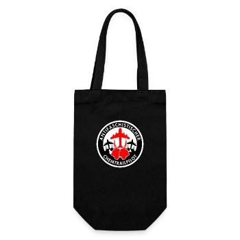 Mimikama Antifaschistischer Chemtrailpilot - Geschenkbeutel für Flaschen - Schwarz - Vorne