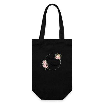 Zukünftige Braut Rosa Blumen - Passendes T-Shirt - Geschenkbeutel für Flaschen - Schwarz - Vorne