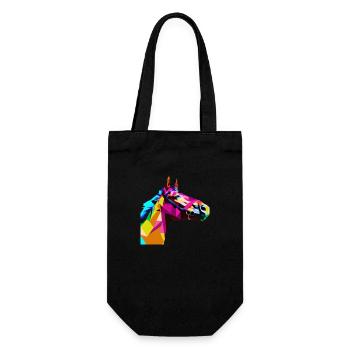 Buntes Pop Art Pferde Portrait Reiten Polygon - Geschenkbeutel für Flaschen - Schwarz - Vorne
