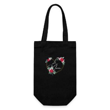 Bride heart floral - matching tshirt - Gift Bag for Bottles - black - Front