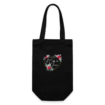 Bride's best man floral heart - matching tshirt - Gift Bag for Bottles - black - Front