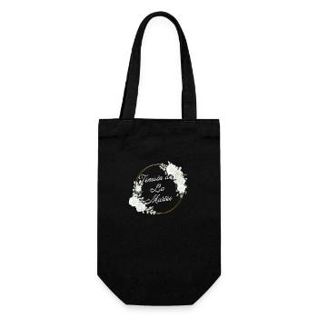Bride's best man white flowers-matching tshirt - Gift Bag for Bottles - black - Front