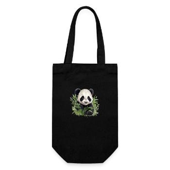 Süßer Panda schaut aus einem Busch - Geschenkbeutel für Flaschen - Schwarz - Vorne