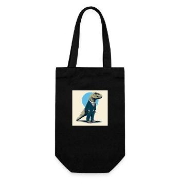 Dino en costume - Sac à bouteille - noir - Devant