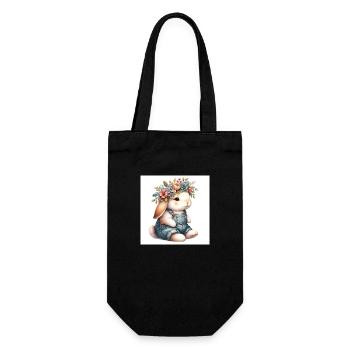 flower bunny - Geschenkbeutel für Flaschen - Schwarz - Vorne