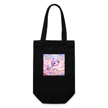 Cartoon Einhorn 2 - Geschenkbeutel für Flaschen - Schwarz - Vorne