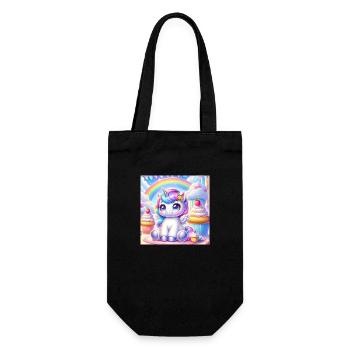 Cartoon Einhorn 1 - Geschenkbeutel für Flaschen - Schwarz - Vorne