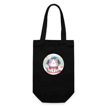 Space, Cat, Astronaut - Gift Bag for Bottles - black - Front