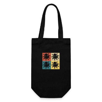 Poulpe vintage rétro - Sac à bouteille - noir - Devant
