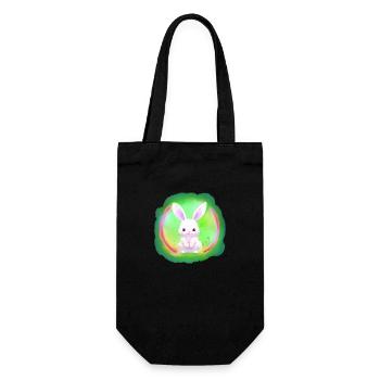 Hase Kaninchen weiss weisses weisser - Geschenkbeutel für Flaschen - Schwarz - Vorne