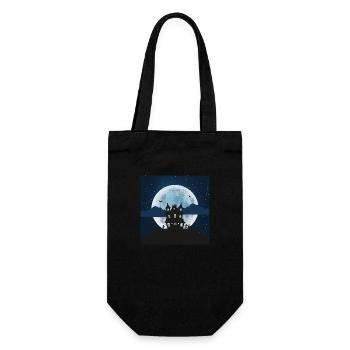 Haunted house with glowing full moon - Gift Bag for Bottles - black - Front