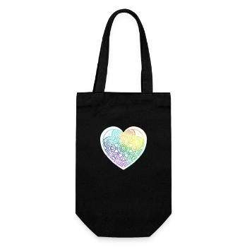 Coeur en Mandala et motifs de zentangle Arc en Cie - Sac à bouteille - noir - Devant