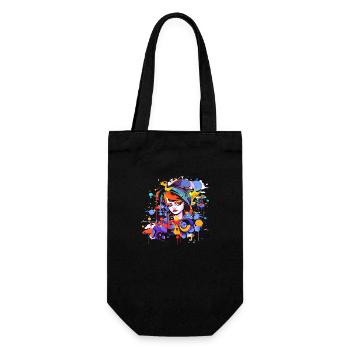 Beautiful female paint art Face colorful woman - Gift Bag for Bottles - black - Front