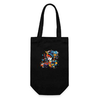 Beautiful female paint art Face colorful woman - Gift Bag for Bottles - black - Front