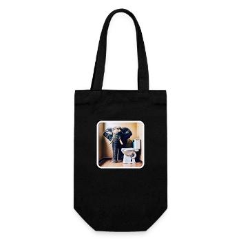 Elephant standing in the toilet - Gift Bag for Bottles - black - Front