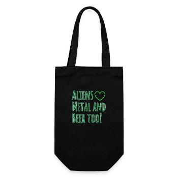 Aliens love Metal and Beer too - Geschenkbeutel für Flaschen - Schwarz - Vorne