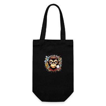 Affe angry schimpanse cartoon - Geschenkbeutel für Flaschen - Schwarz - Vorne