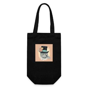Cat with a hat - Gift Bag for Bottles - black - Front