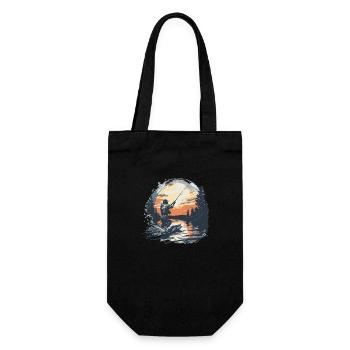 Angeln Fishing Ausflug Fische See Angelrute fisher - Geschenkbeutel für Flaschen - Schwarz - Vorne