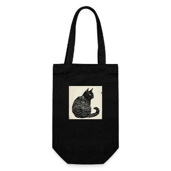 Schwarze Katze Haustier Kätzchen Mietze Schnurren - Geschenkbeutel für Flaschen - Schwarz - Vorne