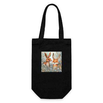 Hare and fox - Gift Bag for Bottles - black - Front