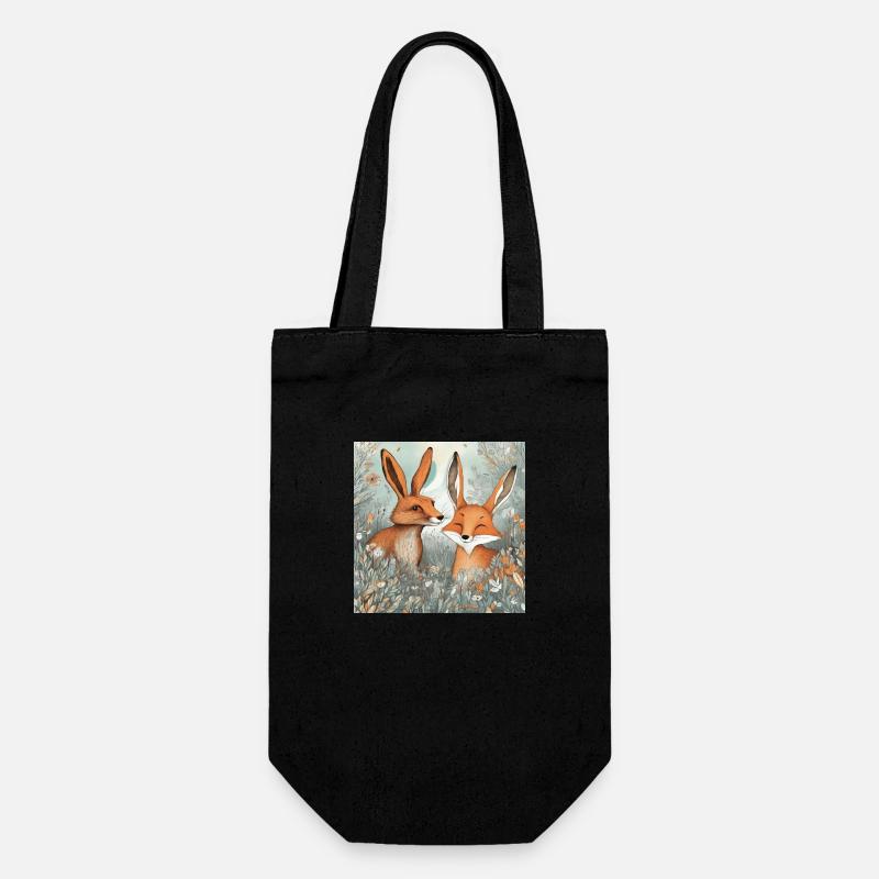 Lièvre et renard - Sac à bouteille - noir