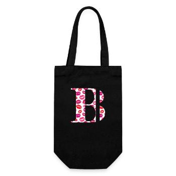 Letter b kisses - Gift Bag for Bottles - black - Front