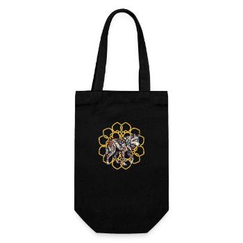 Tribal Wolf in Golden Mandala - Gift Bag for Bottles - black - Front