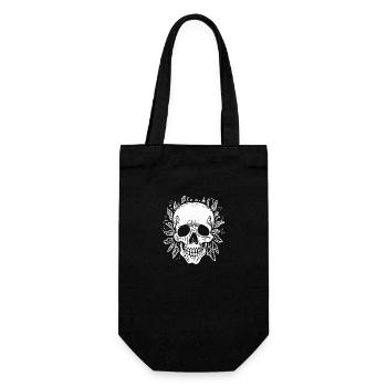weißer gezeichneter Totenkopf - Geschenkbeutel für Flaschen - Schwarz - Vorne