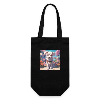 dog anime design - Geschenkbeutel für Flaschen - Schwarz - Vorne