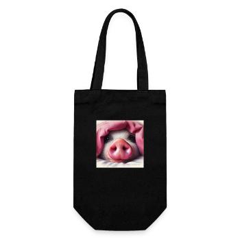 Schwein gehabt .... ich liebe Schweine - Geschenkbeutel für Flaschen - Schwarz - Vorne