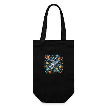 Astronaut in space - Geschenkbeutel für Flaschen - Schwarz - Vorne