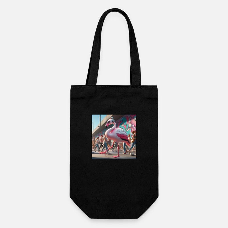 Flamingo Walk - Geschenkbeutel für Flaschen - Schwarz