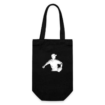 Baseball Spieler mit Ball und Baseballhandschuh - Geschenkbeutel für Flaschen - Schwarz - Vorne
