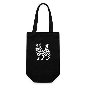 Eleganter Fuchs im Tribal Tattoo Style - Geschenkbeutel für Flaschen - Schwarz - Vorne